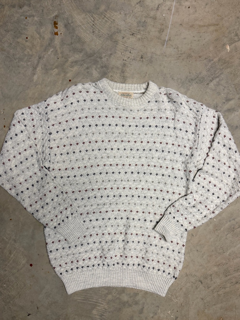St. John's Bay Cream Crewneck Sweater with Small Multicolor Dots